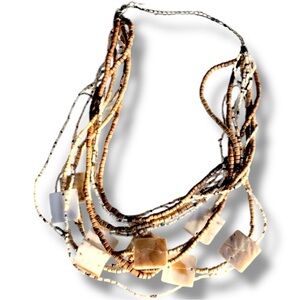 Vintage Mother of Pearl & multi strand beads necklace